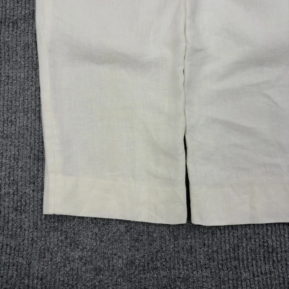 Vintage Calvin Klein Pants Mens 36x30 Cream Linen Flat Front Casual Luxury Style